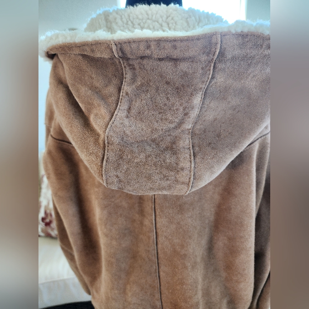 Great Condition Womens Shearling Lined Tan Leather Jacket size 36 - Picture 5 of 12